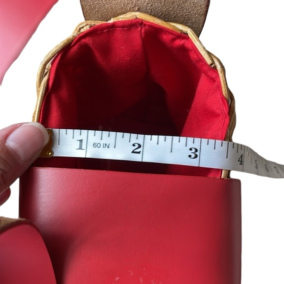 Wicker Shoulder Bag Purse with Red leather strap - Picture 13 of 14